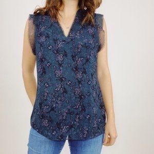 CAbi Evermore Flutter Sleeve Floral Top